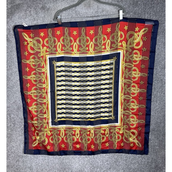 Betmar‎ Italy Semisheer Striped Nautical American Star Handkerchief Scarf Square - Picture 2 of 4